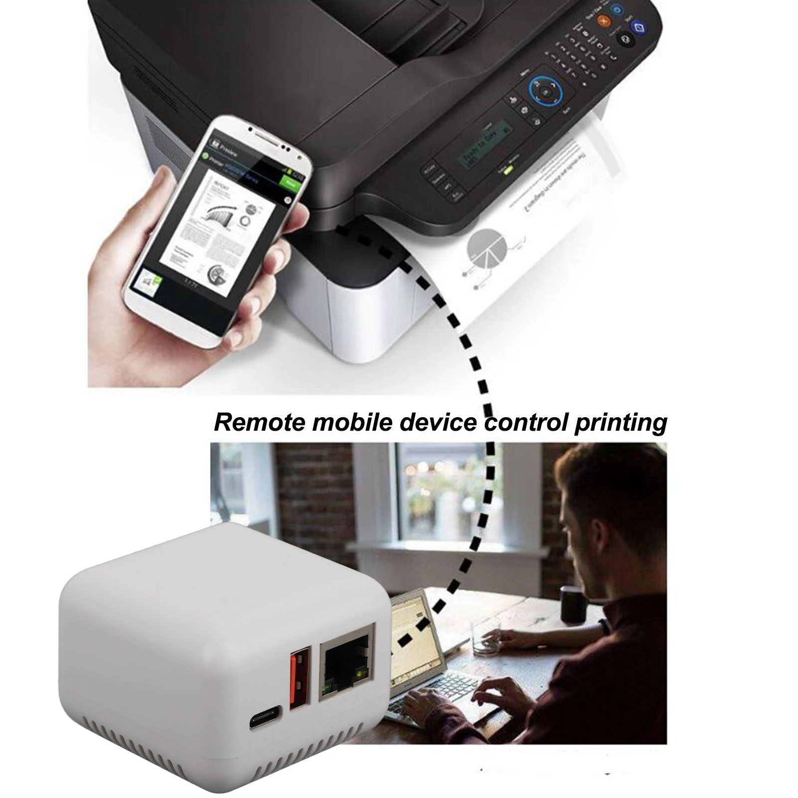 USB 2.0 Network Print Server 5V LAN Print Share Server Wireless Print Server for Windows XP for Android for Linux 3.4 EU Plug