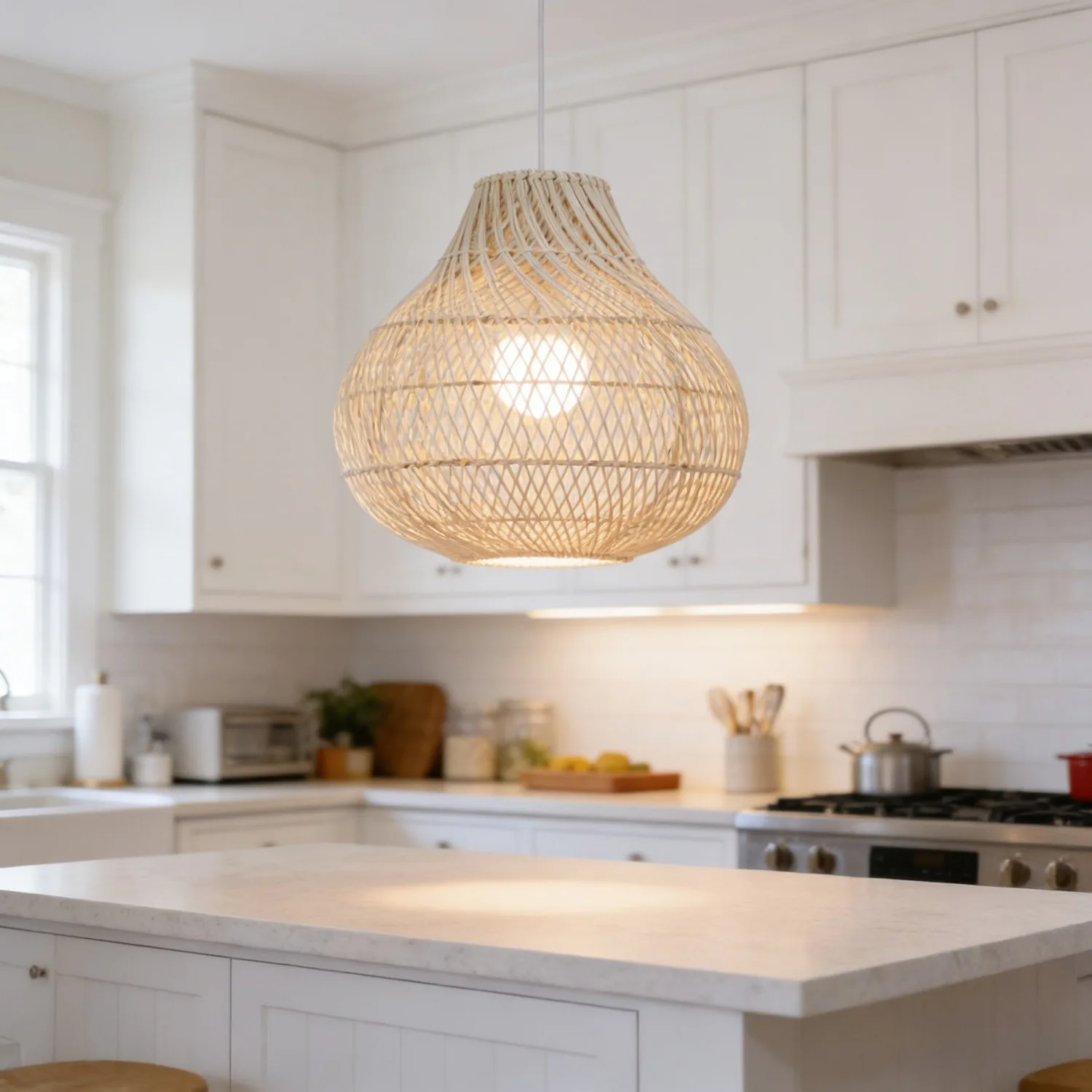 

JOYINLED Vintage Rattan Ceiling Chandelier for Dining Room Living Room Bedroom Handcrafted Rattan Home Decor Lighting Fixtures