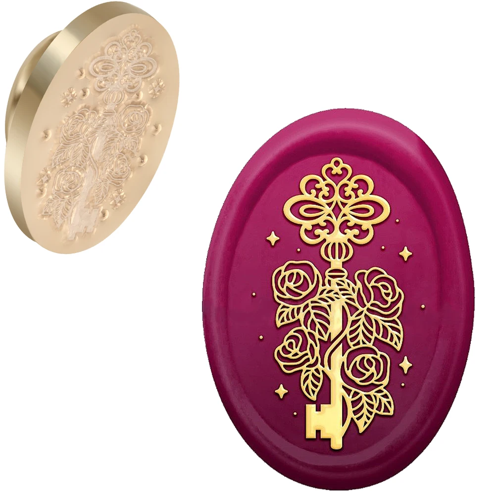 Sleutel Meisje Fan Bloem Hand Lakzegel Stempel Ovaal Verwijderbare Messing Hoofd Voor Notebook Cadeau Enveloppen Uitnodigingskaart Decoratie
