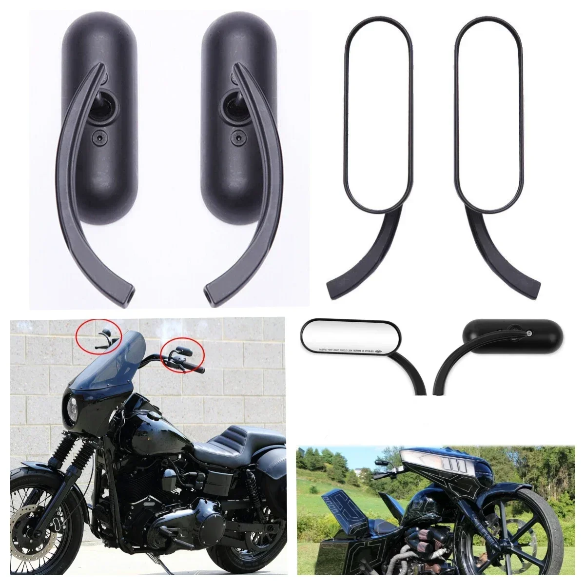 Motorcycle Rearview Mirror M8 M10 Mini Black Mirror For Harley Road King Street Electra Glide Road Glide Dyna Softail1982-2020 image 3