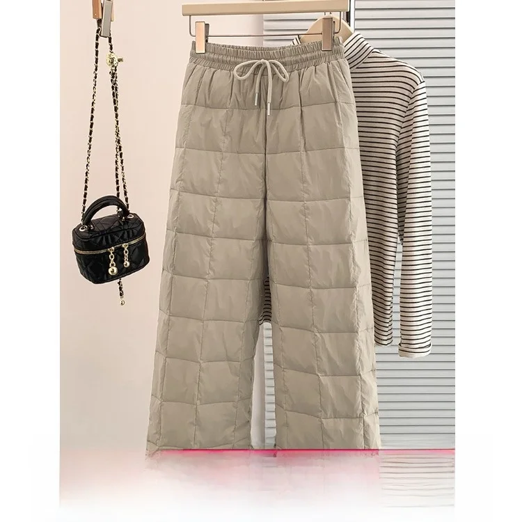 Damen-Oberbekleidung, gerades Bein, Dstring, leichte Baumwollhose, reine Farbe, elastische Taille, blau, erschwingliche Winterhose