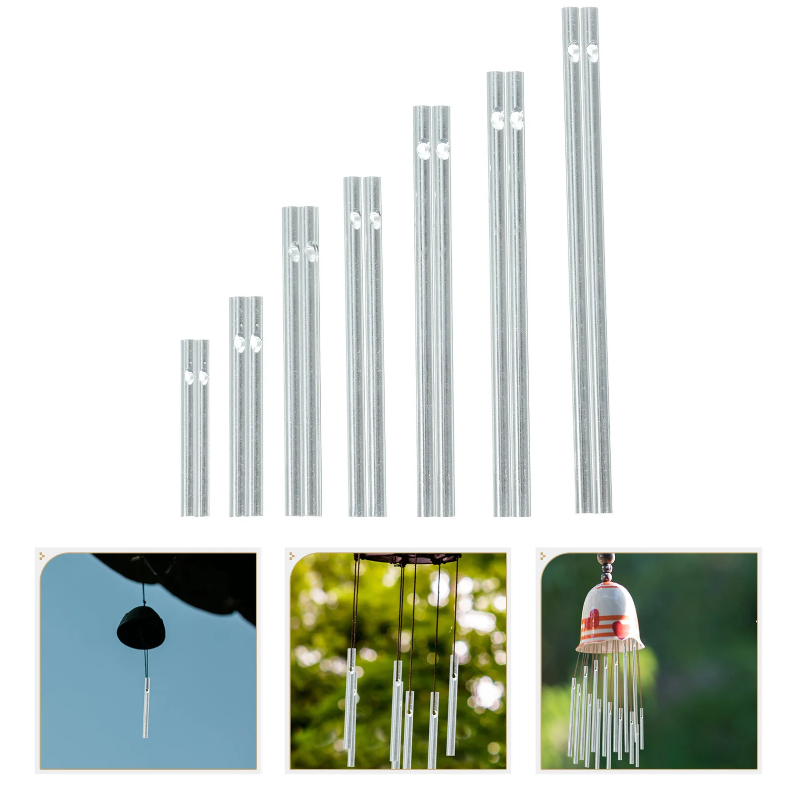 

2 Sets Wind Chime Aluminum Tube Material Parts Replacement Isolation Chimes Pipe Silver Tubes