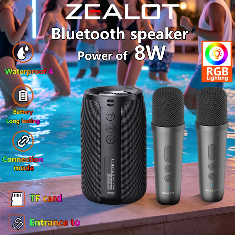 ZEALOT-S32 Portable Bluetooth Speaker, Wireless Speaker with 2 Mic,For Beach Parties and Birthday Gatherings Waterproof Speaker