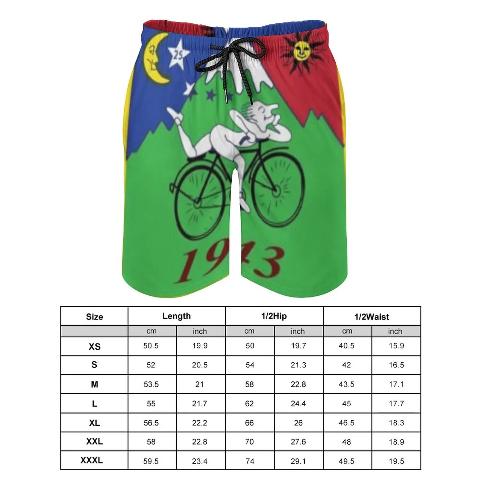 Albert Hoffman Bicycle Day Board Shorts 1943 Cycle Lsd Trip Acid Day Board Short Pants High Quality Men's Funny Customs  Trunks