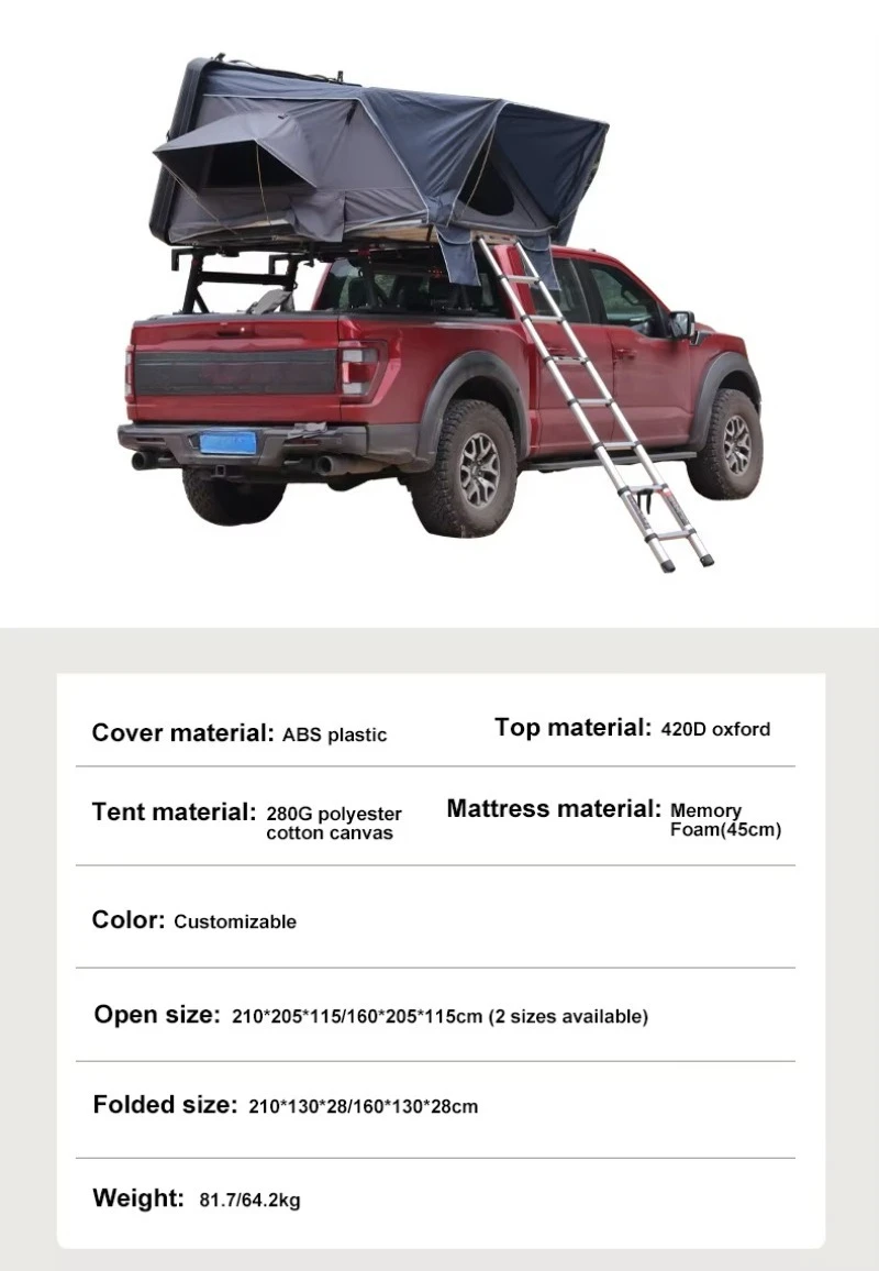 Outdoor Camping SUV Offroad Car Quick Setup Rooftop Tent ABS Hard Shell Large Size Roof Top Car Tent