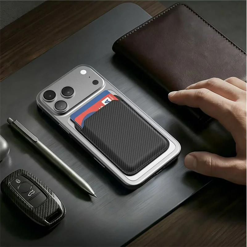 

Carbon Fiber Pattern Wallet Case Magsafe Wallet PU Leather For iPhone 17 16 15 14 13 12 Pro Max Card Holder with MagSafe Magnet