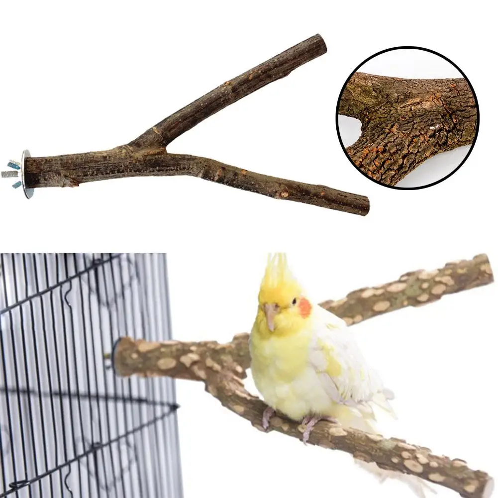 Parrot Perch Wooden Stand Wear-resistant Natural Fruit Wood Parrot Stand Bar Toy Bird Claw Sharpening For Hamsters Birds Et I3P4