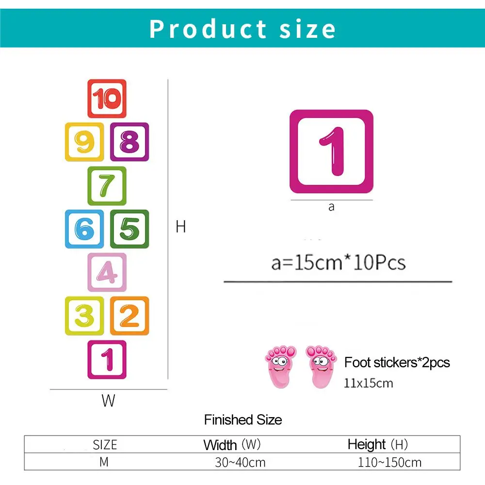 집 이동식 유치원 장식, 홈 장식, 만화 숫자 그리드 바닥 스티커, 부모 자녀 선물, 홉스카치 게임