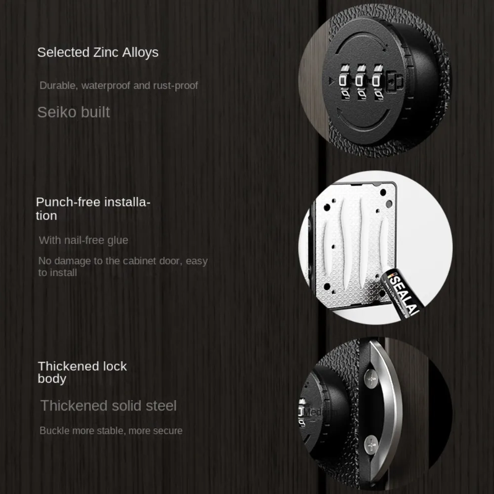 새로운 아연 합금 캐비닛 비밀번호 잠금 장치 빛나는 3 자리 코드 조합 코드 잠금 장치 홈 보안 도난 방지 코드 잠금 장치 캐비닛