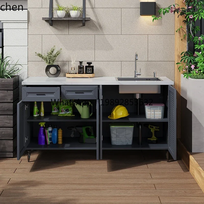 ZZ aluminum alloy outdoor wash basin integrated cabinet outdoor balcony courtyard locker wash basin