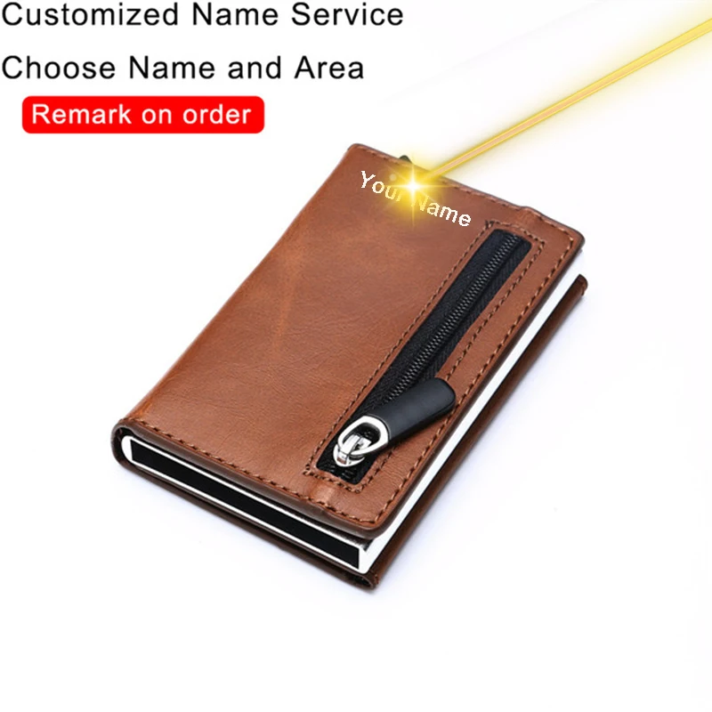 2024 New Customized Name Wallet RFID Smart Wallet Credit Card Holder Aluminium Card Hold Men Wallet Minimalist Coin Pocket Purse