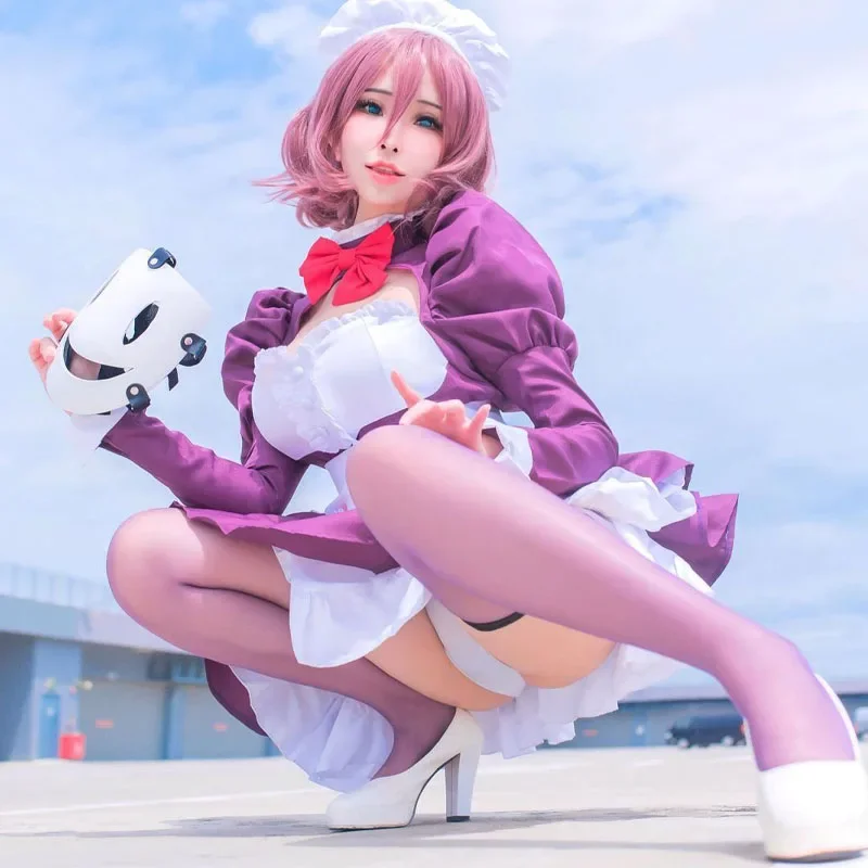 女性のためのアニメのコスプレ衣装,スカートセット,天牛,しのぶ,メイドフクカメン,ハロウィーンの衣装