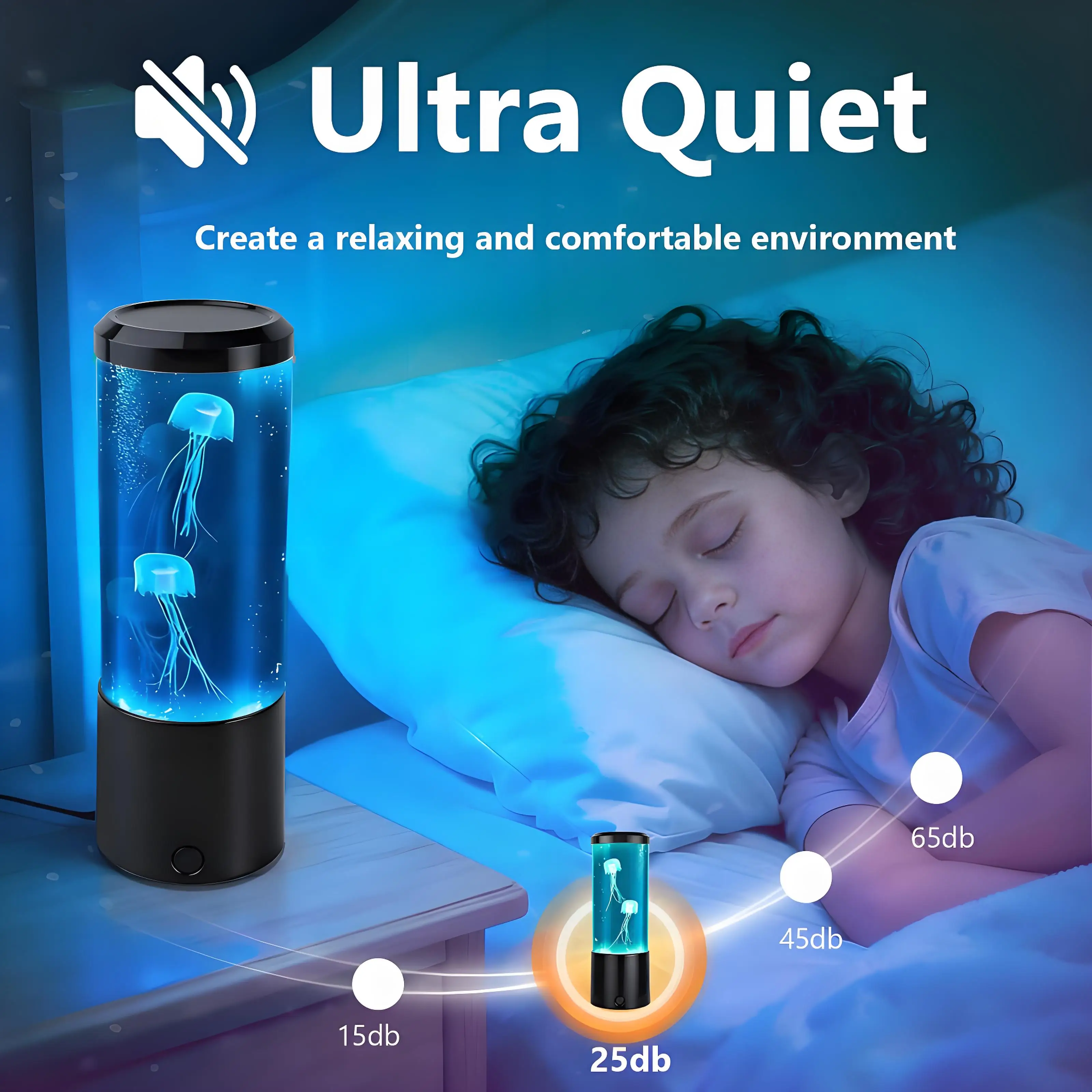 مصباح حوض سمك قنديل البحر يفتن، ضوء ليلي متغير 7 ألوان مع تأثير مهدئ - هدية ديكور المنزل والمكتب #3