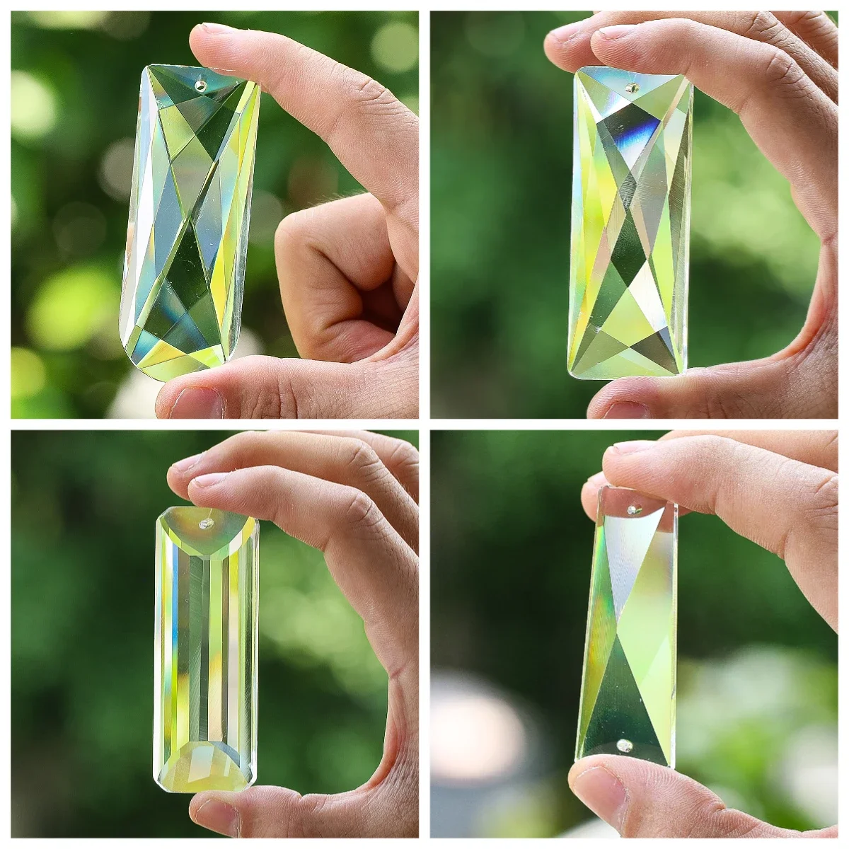 2pcs Hanging Crystal Sticks Suncatcher Prism DIY Wind Chimes Rainbow Maker Chandelier Lamp Parts Replacement Car Pendant Decor