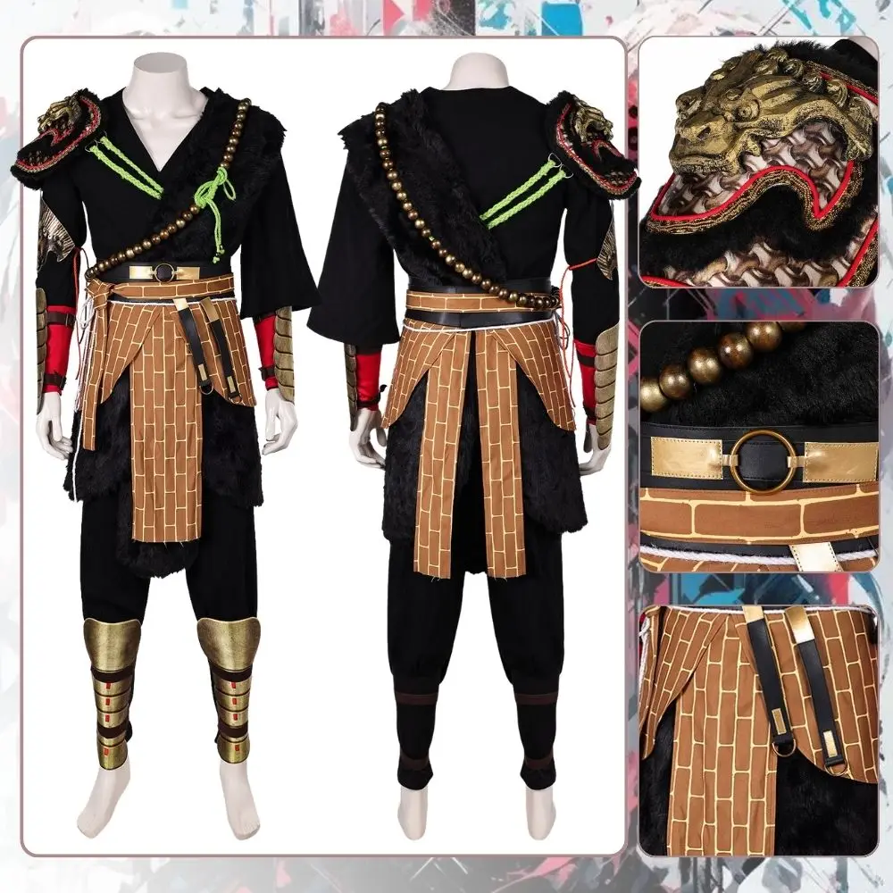 Black Myth Wukong Cosplay Costume Disguise for Men Clothes Fantasia Anime Game Costumes Roleplay Outfits Halloween Carnival Suit