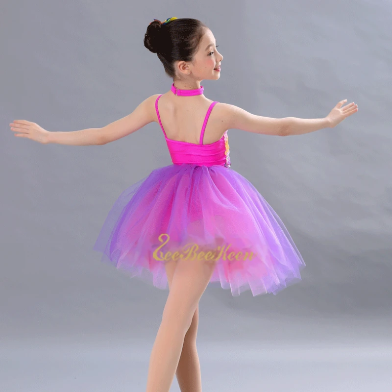 Ballet Dress Children Ballet costume Adult Tutu Professionnel Women Sling Rose Sequins/Mesh Detachable 2-piece Set Dance Dress