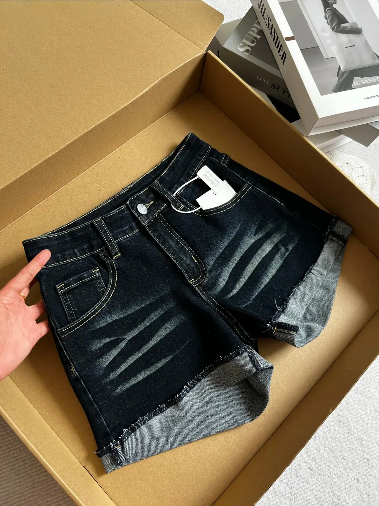 

American Retro Sexy Girl Denim Shorts Women Summer Thin Large Size Fat MM High Waist Elastic Hip Covering Slim A-Line Hot Pants