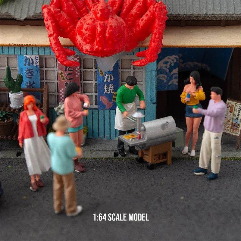 

1/64 Scale Painted Miniature Outdoor Barbecue Fashion Beauty Cool Guy Doll Model DIY Figure Scene Accessory Display Collection