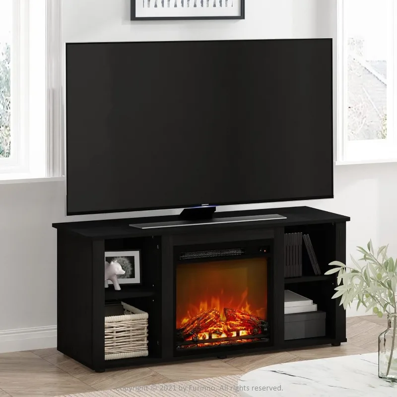 Entertainment Center Stand with Fireplace for TV up to 55 Inch, Americano, Corded Electric, Adjustable