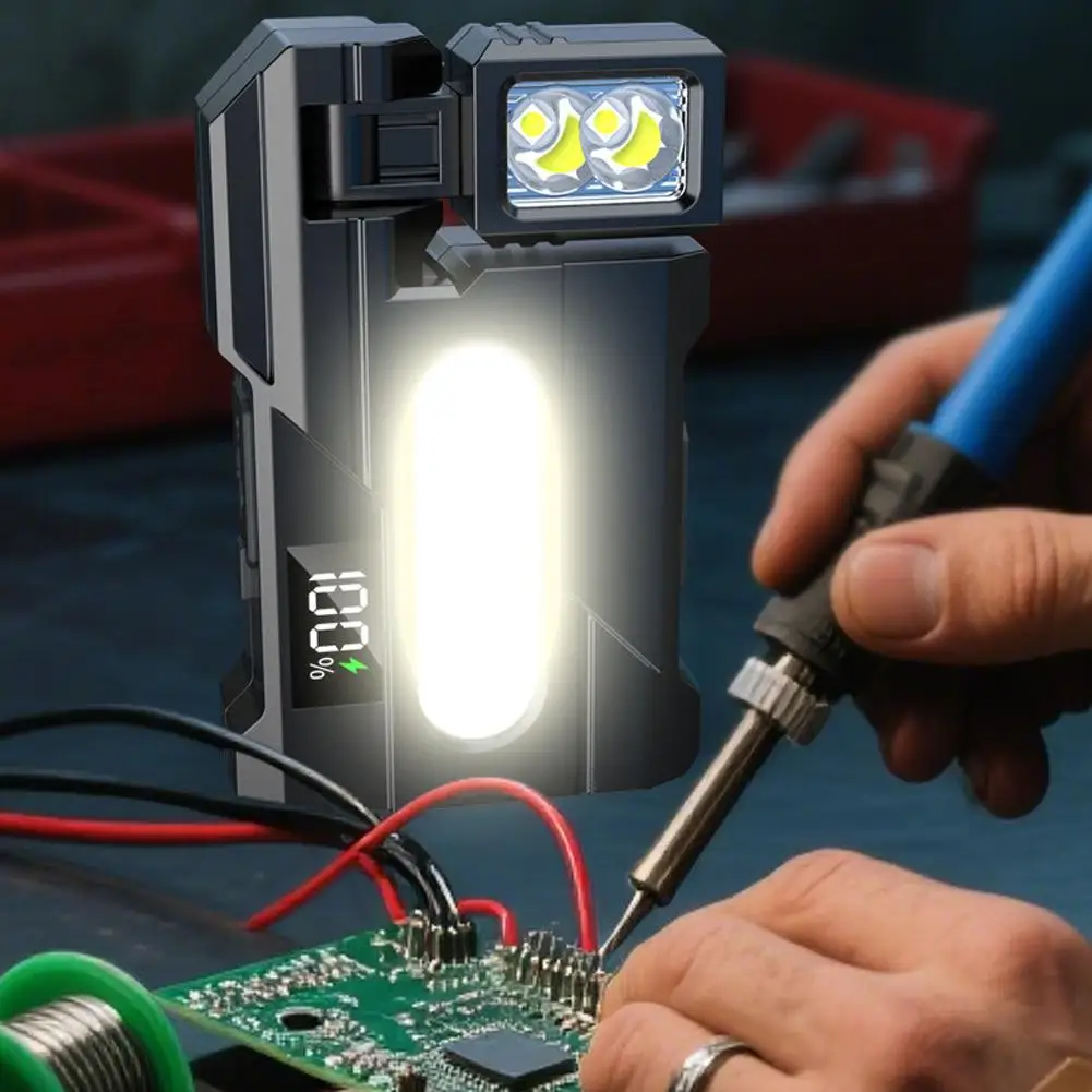 Portable LED Flashlight Outdoor Light High Brightness MINI USB Rechargeable Strong Side Light COB Keychain Warning Light