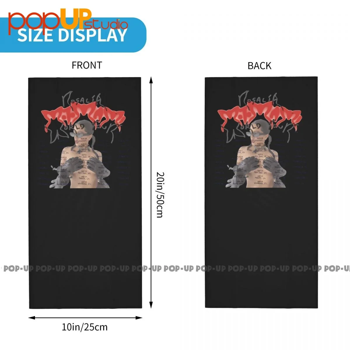 Motomami Rosalia World Tour 2022 أمريكا الشمالية P-531 قناع الوجه وشاح باندانا للرقبة #2