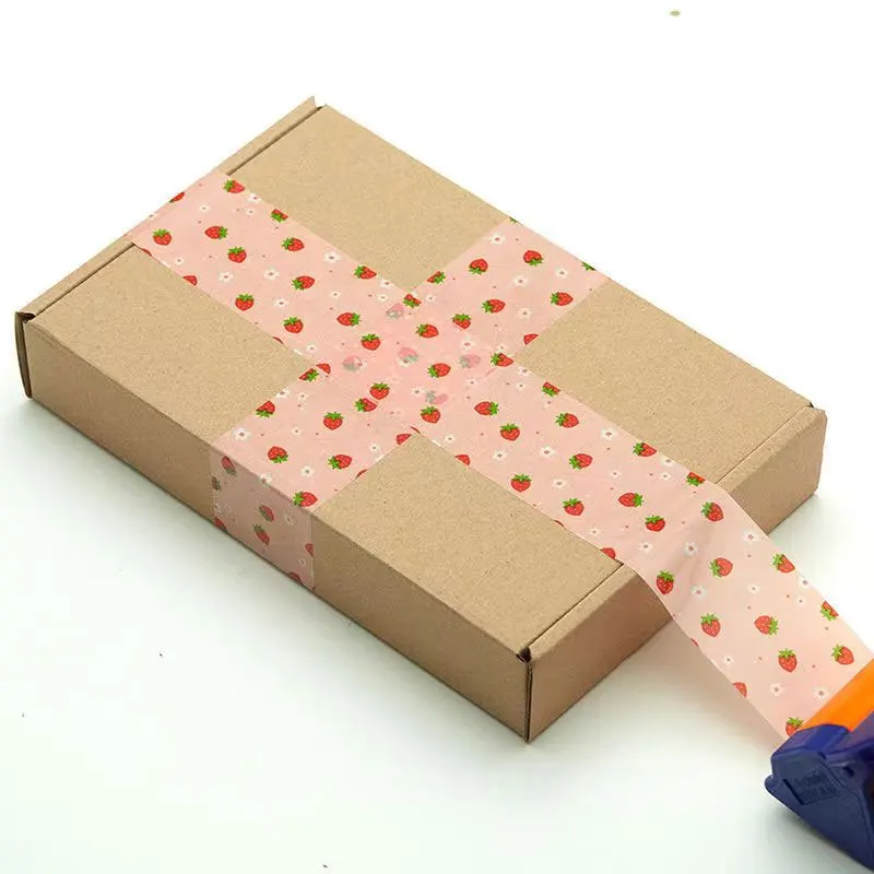 Fita de Embalagem e Vedação, Cor Rosa, Fita de Morango, Papel Adesivo, Escritório Escolar e Suprimentos do Lar, Largo, 4,5 cm, 1 Rolo