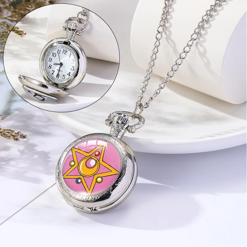 

-Border Pretty girl Pocket watch Vintage Pendant Ancient Style Advanced Necklace Student Children's Pend