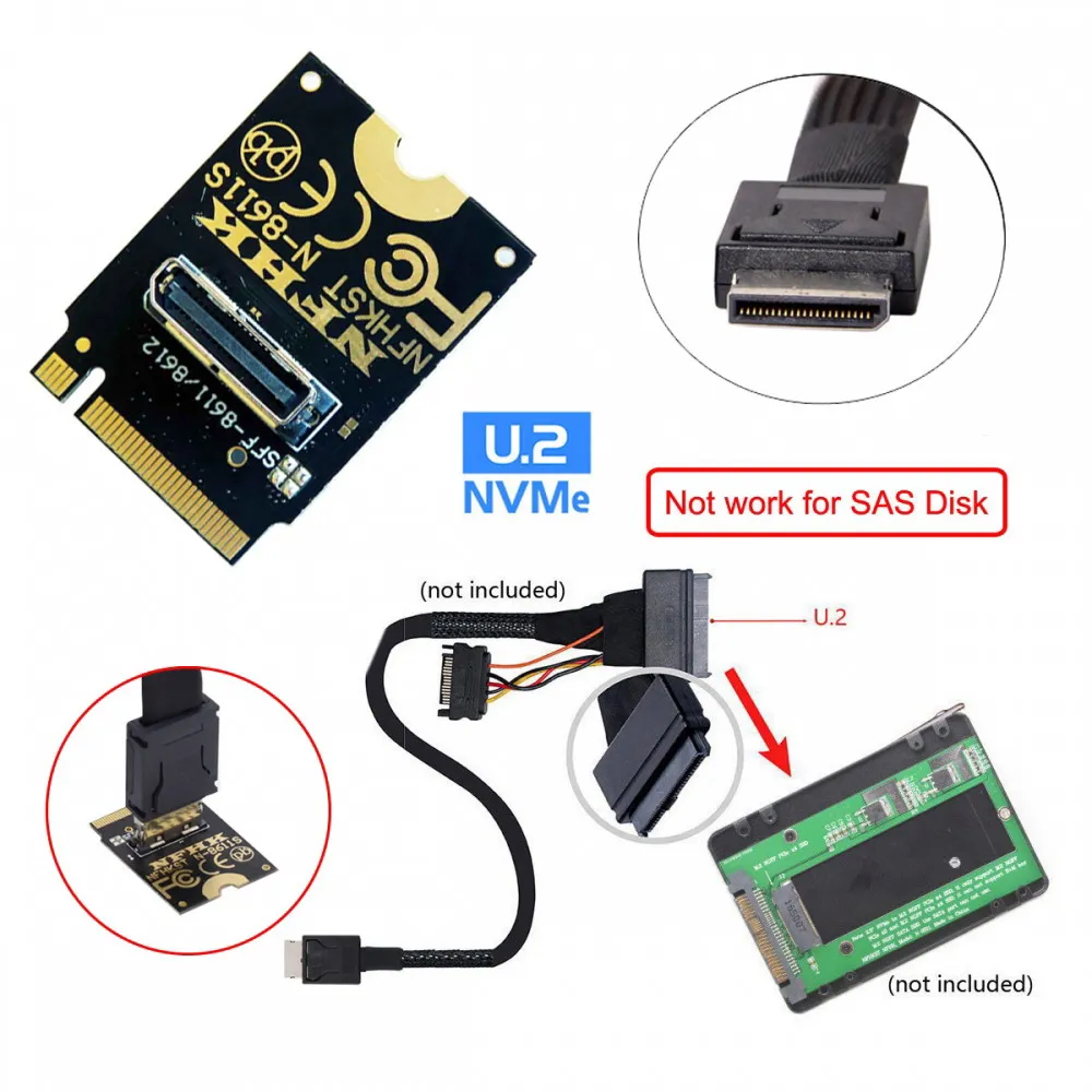 MDR 2230 PCI-E4.0 M.2 M-Key to Oculink SFF-8611 SFF-8612 Vertical Host Adapter for NVME U.2 SSD eGPU