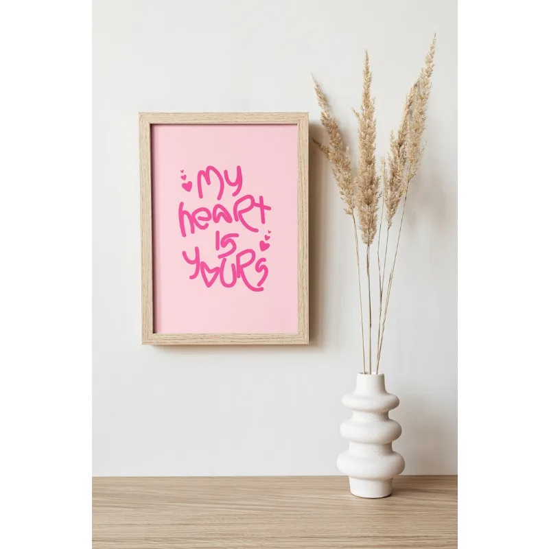 

Romantic Valentine Canvas Wall Art, Frameless Pink Modern Wall Art Picture for Valentine, Canvas Print for Bedroom Decor Gifts