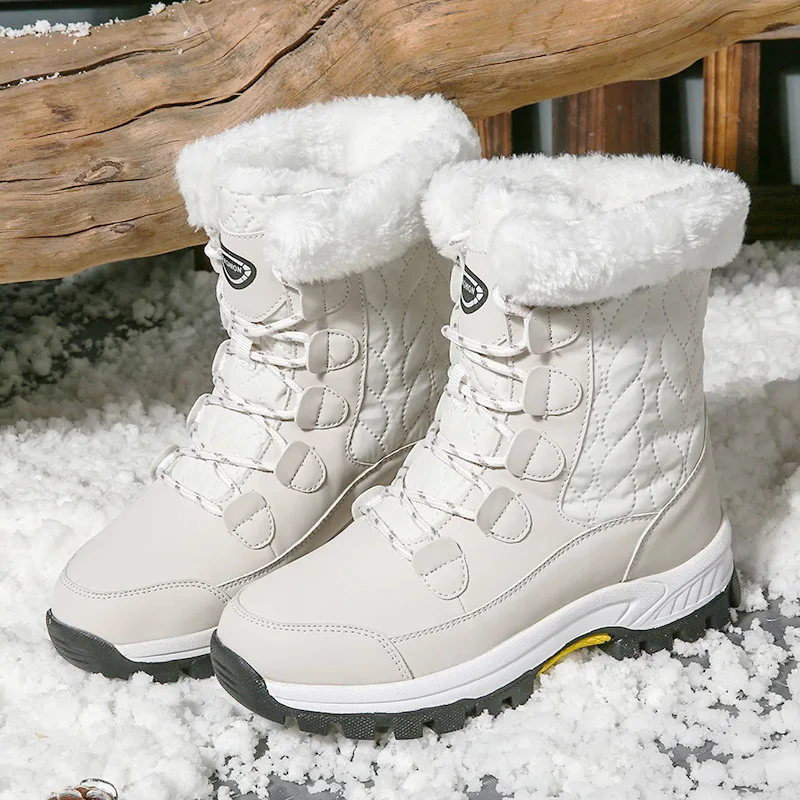 

Winter snow boots for women 2026 outdoor travel thick and warm high top cotton shoes women's midsole boots