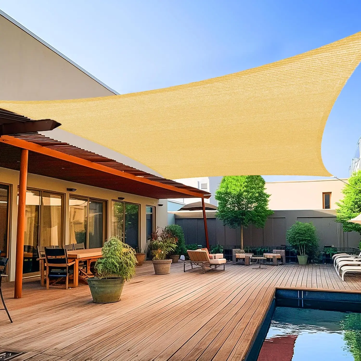 8'x10' Sun Shade Sails Canopy Rectangle Sand 185GSM Shade Sail for Patio Deck Yard Backyard, (We Make Custom Size)