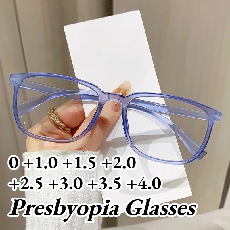 

Trendy Classic Square Frame Anti Blue Light Presbyopia Glasses Unisex High Definition Comfortable Reading Eyewear 0 To +4.0
