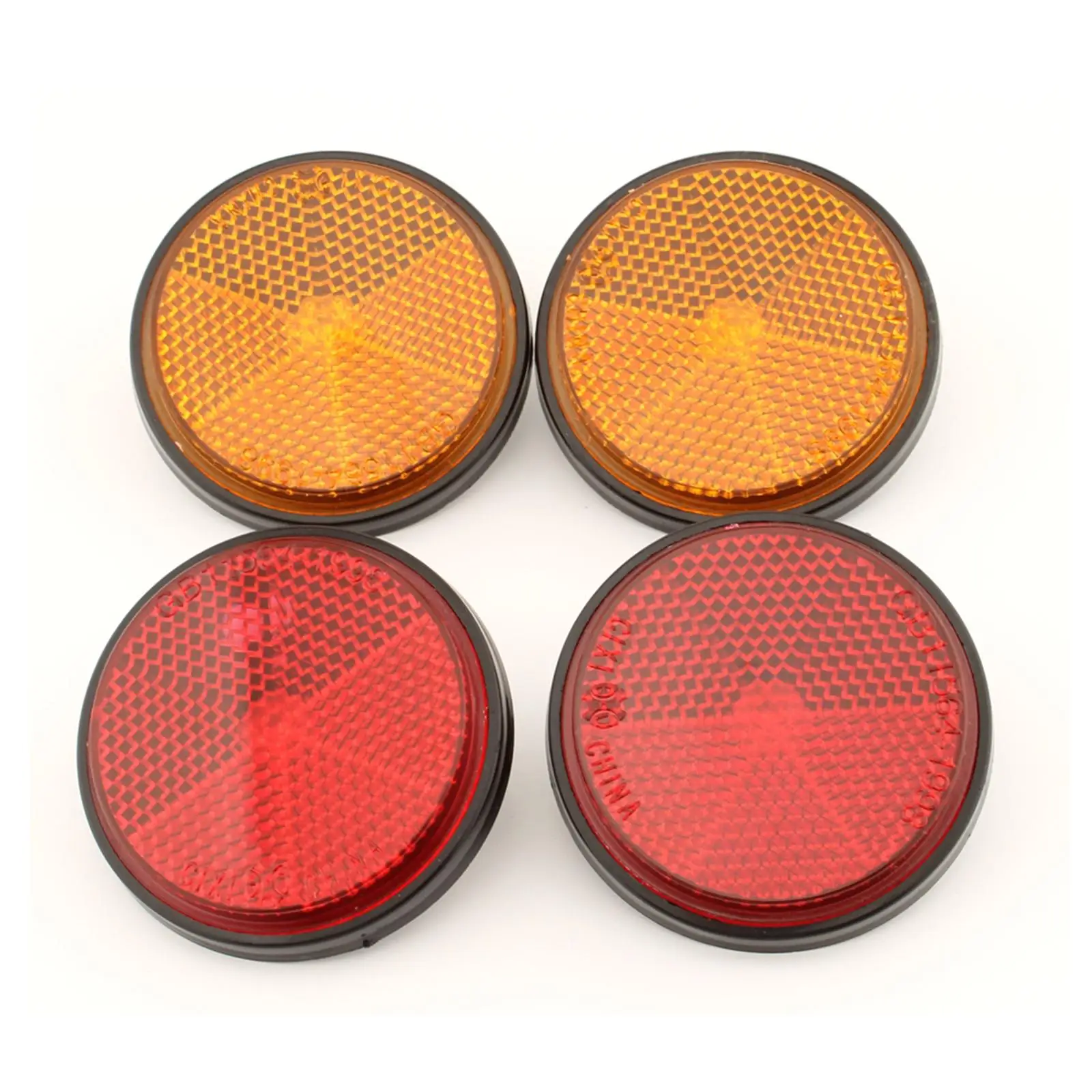 2 Pair Red/Orange Round Reflectors for Motorcycles Motor ATV Bikes Dirt Bike