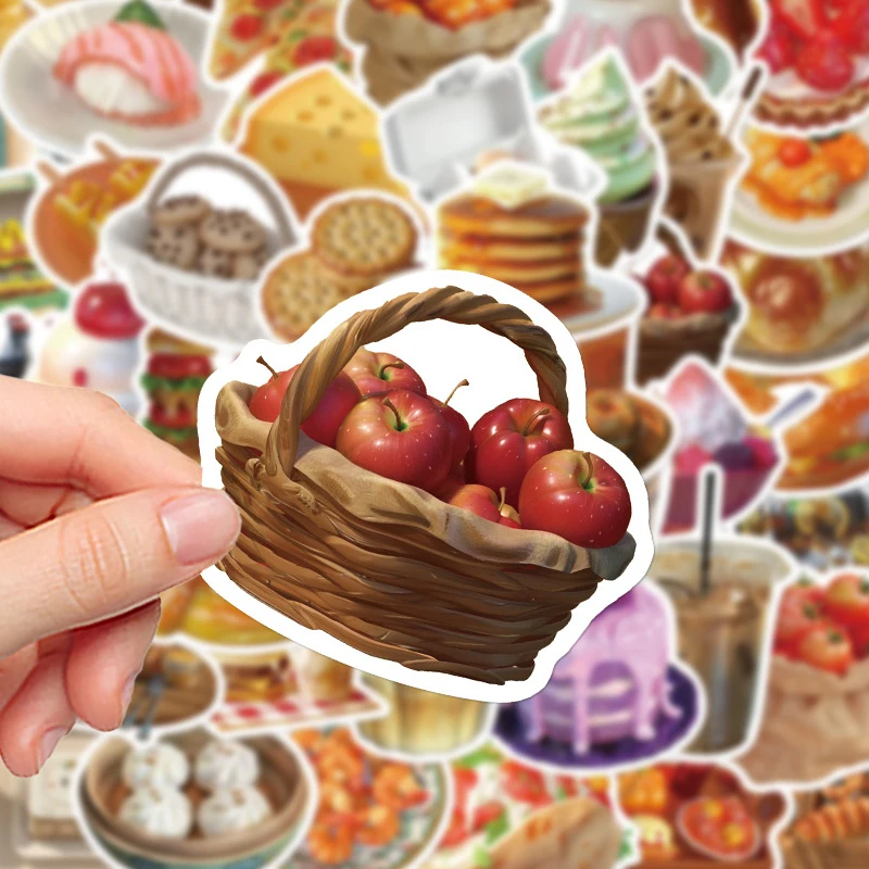 50PCS Delicious Food Stickers Cute Cake Ice Cream Donut Pattern INS Aesthetic Decals Waterproof Vinyl Stickers Pack for Laptop