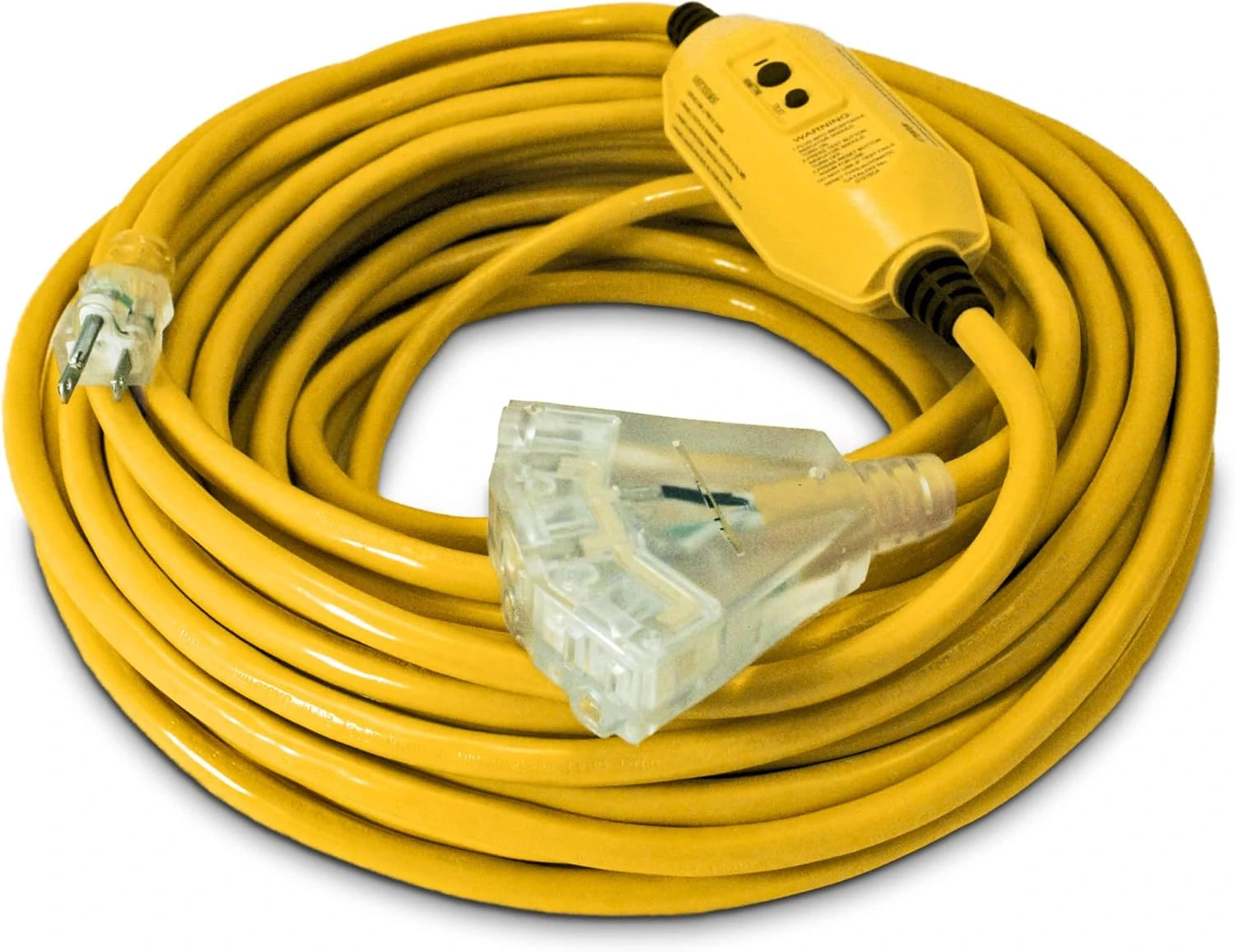 100 ft - GFCI 12 Gauge Heavy Duty Extension Cord - 3 Outlet SJTW - Indoor/Outdoor Extension Cord- 100' 12-Gauge