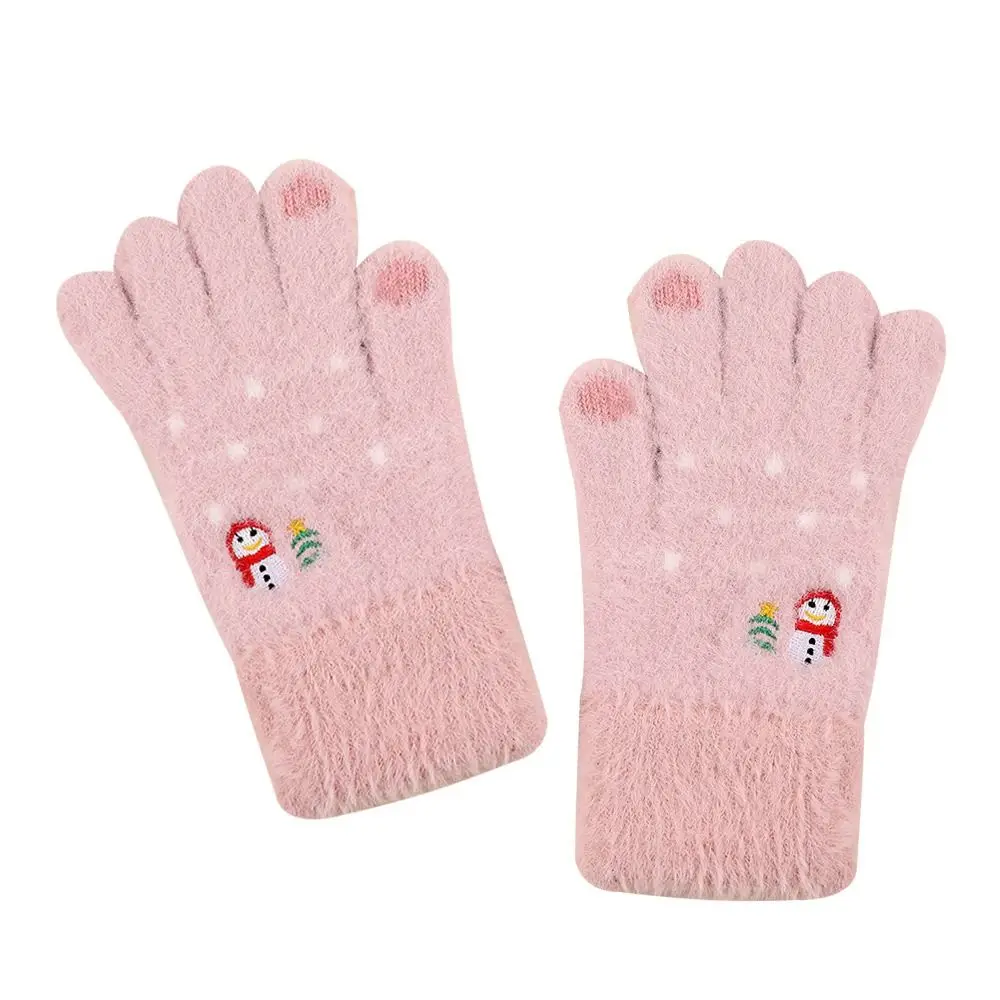 

Fashion Thickened Winter Gloves Cold-proof Windproof Warm Gloves Soft Cute Snowman Touchscreen Gloves Women Men