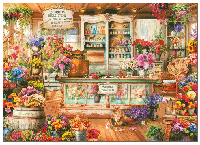 

Времена года, цветочный магазин, шитье, 16CT, 18CT, 14CT, наборы для вышивки крестом без печати, художественная вышивка, сделай сам, рукоделие ручной работы, домашний декор