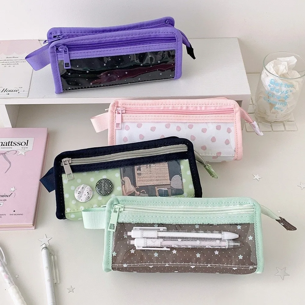 Pencil Pouch Y2k Dots Pencil Case Large Capacity Stationery Korean Style Pen Bag Simple Multi-functional Cloth Stationery Bag