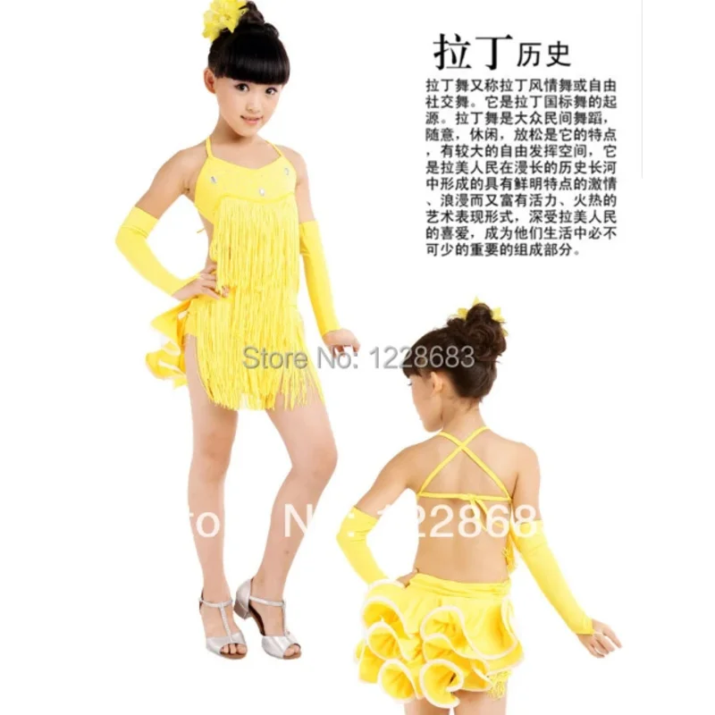 Dd12New 2020 niñas niños Rhinestone flecos cóctel Salsa Samba Tango salón de baile traje latino faldas vestido de baile latino