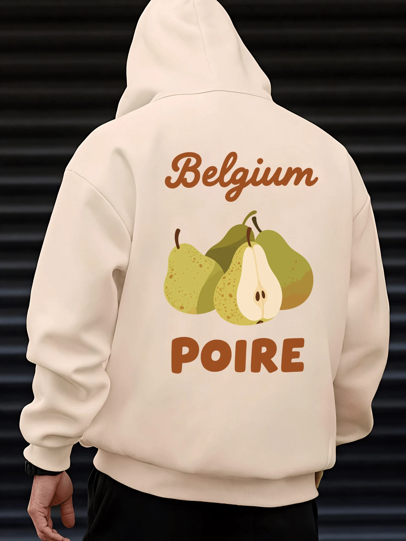 Hoodie Pria Gambar Pir Buah Poire Belgia Hoodie Longgar Multiwarna Saku Nyaman Pakaian Jalanan Hoodie Pria Kasual Bulu Domba