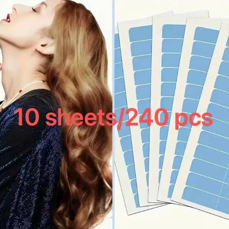 

10 Sheets/240pcs Strong Sticky Wig Glue - Waterproof, Traceless, Transparent Hair Extension Adhesive for Secure, Long-Lasting Ho