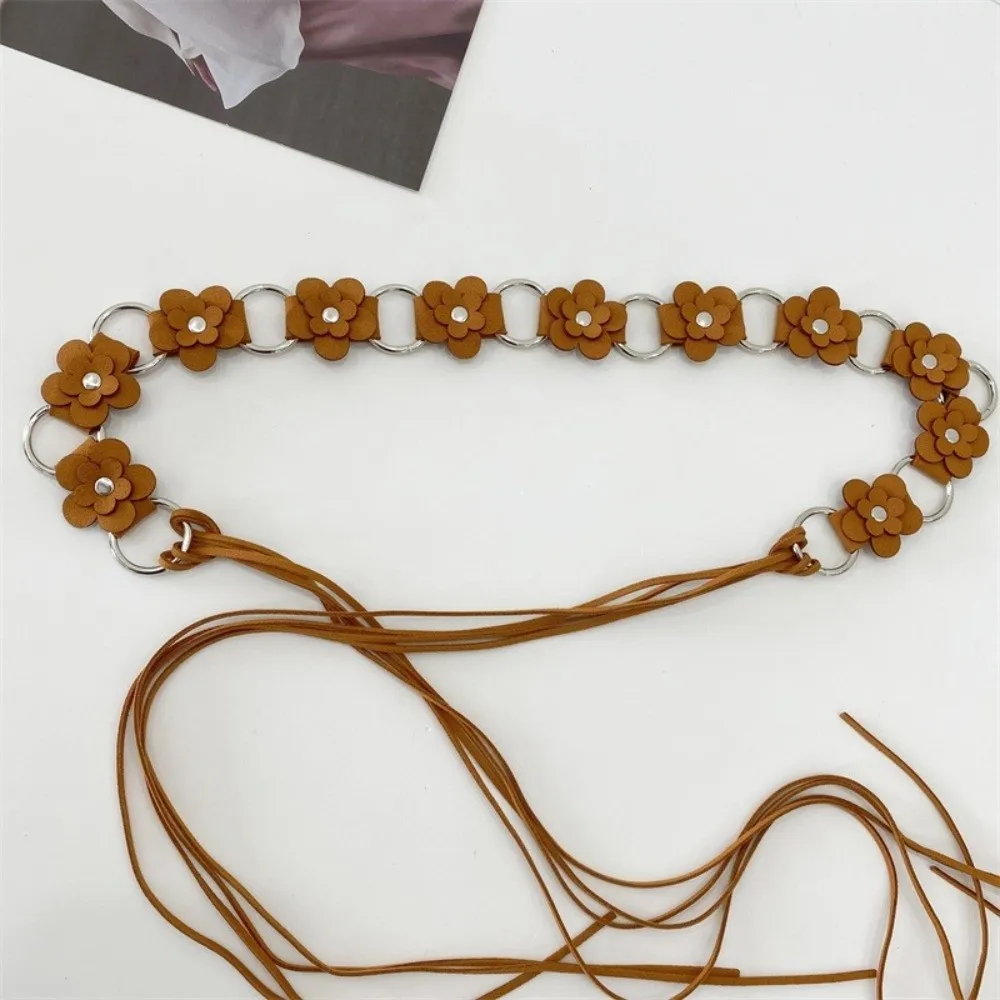 Trendy Vintage Women's Belt Ethnic Boho Leather Waist Rope Floral Sweet Dress Jeans Belt Waist Accessories