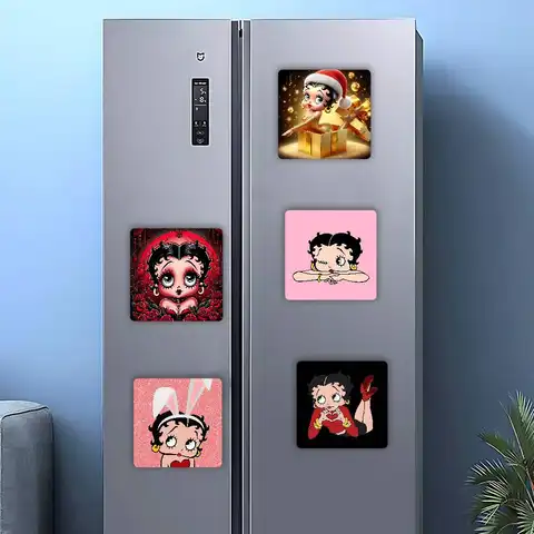 Cute B-Betty Boop PVC Refrigerator Magnets Heat Transfer Printing Fridge Sticker For Home Kitchen Decor