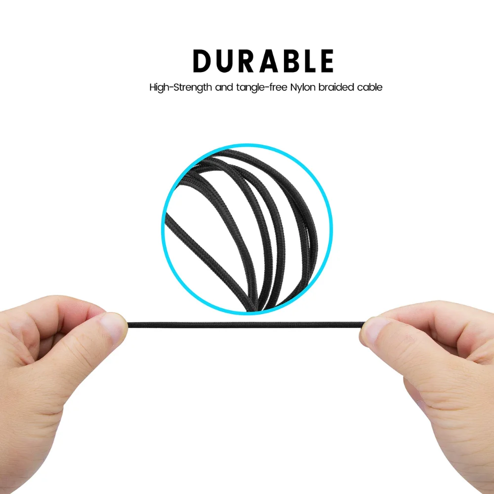 OFC Substituição Trançada Nylon para Asus, Carregamento Micro USB, Cabo de Dados de Áudio, Cabo de Extensão, ROG Strix, 300, 500, 700 Headsets
