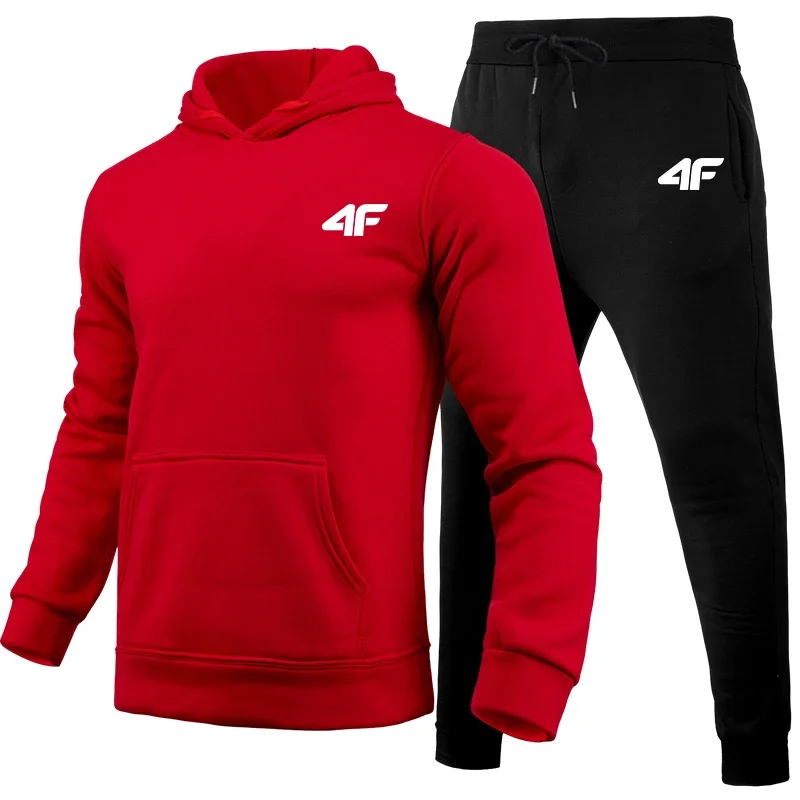 

Autumn and winter men's 4F sportswear set, warm suit, multi-functional hooded sweatshirt and hooded pants two-piece set