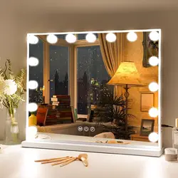 FENCHILIN Vanity Mirror with Lights Hollywood Lighted Makeup Mirror with 15 Dimmable LED Bulbs for Dressing Room Tabletop