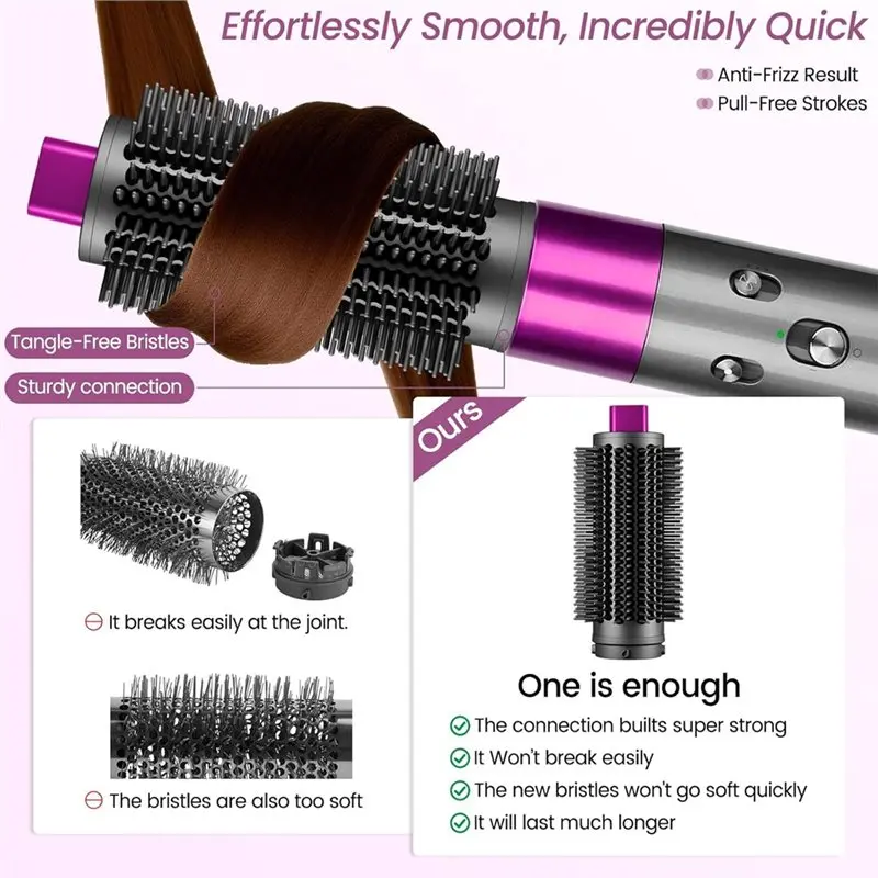 Hot-Upgraded Round Volumizing Brush For Dyson Airwrap HS01/05/08- For Root Lift Volume For Frizz Control Styling Brush
