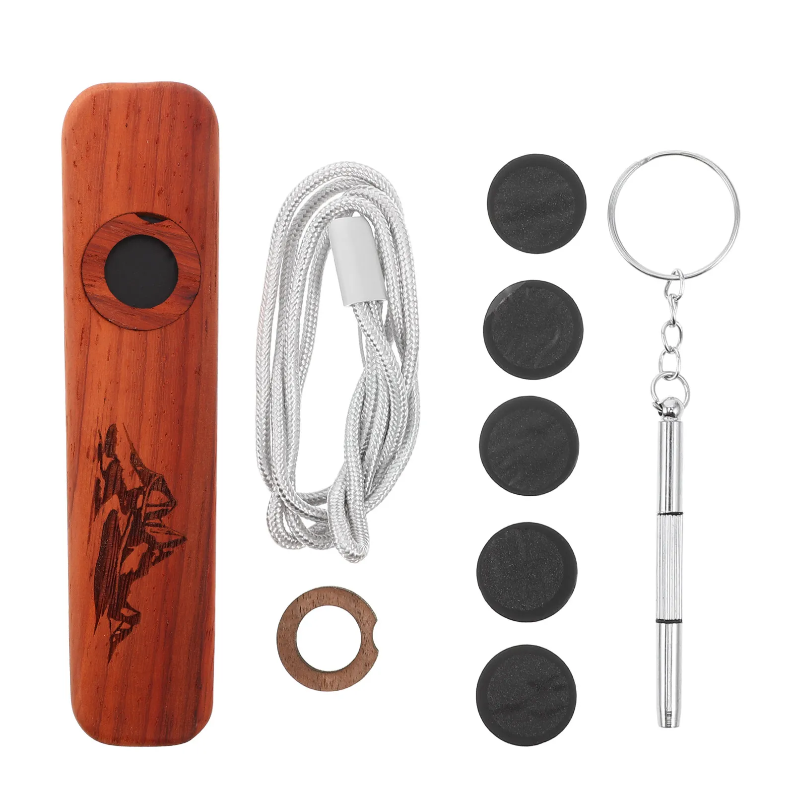1Set Wooden Kazoo Natural Rosewood Portable Travel Music Instrument Lightweight Easy Play for School Camping Hiking