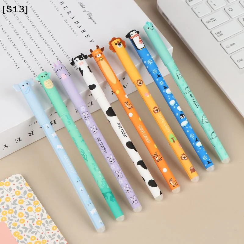 8Pcs Cartoon Animal Erasable Gel Pens 0.5mm Colorful Ink Ballpoint Pens Smooth Writing For Office School Stationery Supplies[Q] view 2