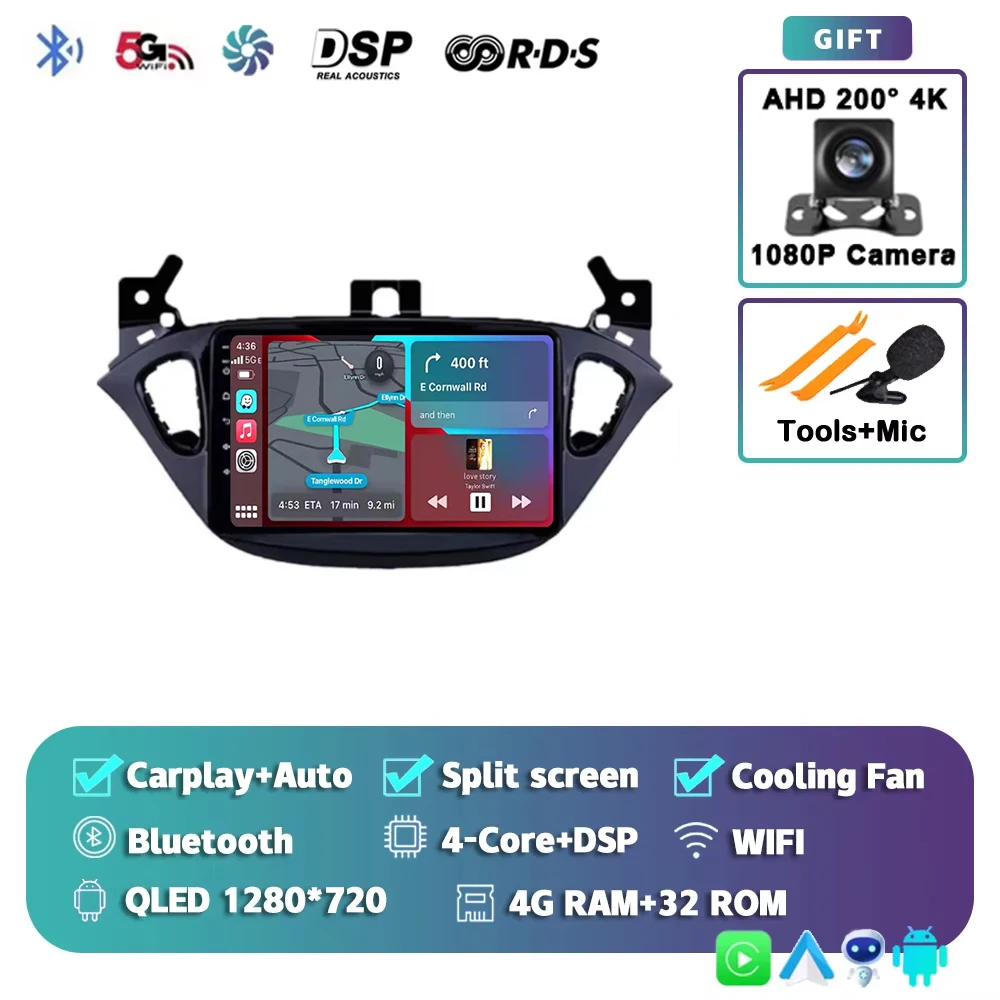 Android 16 voor Opel Corsa E 2014 - 2019 Adam 2013-2016 2K QLED Stereo autoradio multimediaspeler GPS AI spraakbesturing CarPlay 4G - afbeelding 2